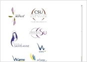 Ensemble de logos pour différentes entreprises de BTP, de service international et d'éducation.