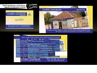 Création charte graphique, carte de visite, flyers pour groupe 4 agences immobilières à Auxerre, France