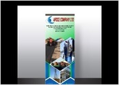 Cette oeuvre est le roll-Up de présentation des services de l'entreprise de BTP APOCE COMPANY. ça présente essentiellement quatre images des chantiers de l'entreprise et les informations sur l'entreprise.