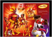 Cration de personnages d une famille de super hros pour illustrer les barre de chocolat chacha de la marque LU. Adaptation des personnages pour le carnaval de Martinique.