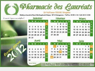 Calendrier 2012 A3+ pour la Pharmacie des Lauréats Niablé