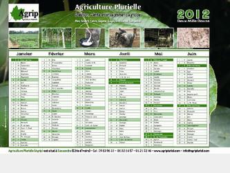 Calendrier A3 de l anne 2012 de l entreprise Agriculture Plurielle, entreprise agricole.