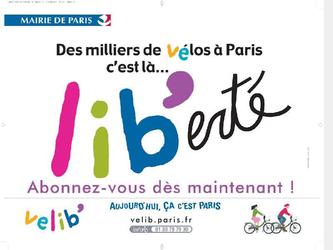 Affiche 4 x 3 m pour la campagne d information du Vlib  de Paris.