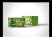 création de la maquette d'un packaging pour une canette et du contenant en carton de la marque GREEN BULIT.

Contenant carton.