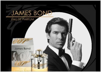 pub fictive pour un parfum James Bond, La bouteille est de Azzaro sur laquelle j'ai incrusté le logo 007 (Ne pas tenir compte du prix)