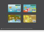 Propositions de cartes bancaires identifiées selon leur utilisation (carte de crédit à la consommation, à débit limité, jeunes et premier). Conçues chez Lonsdale en 2007.