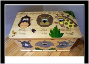 Création et réalisation d'un coffre à jouets "NIMOZ" les aniamux de la savane.
Dessins protégés par copyright.