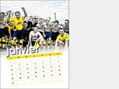 Calendrier pour un club de football-Création et traitement images noir et blanc et couleur-Mois de janvier