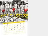Calendrier pour un club de football-Création et traitement images noir et blanc et couleur-Mois de février