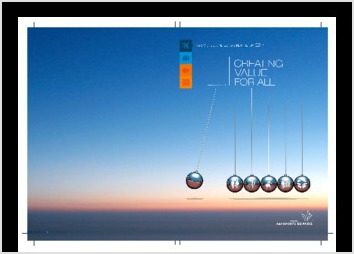Realisation d une premiere et quatrieme de couv. pour le rapport annuel d Aeroport de Paris. Travaux realises sur photoshop, illustration et Indesign