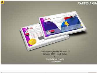  Réalisé dans le cader d'un appel d'offre pour le consulat de France à casablanca. Cette carte à gratter permet via un numéro confidentiel de prendre rendez-vous en vue d'obtenir un visa. (Cf verso sur ce portfolio), le numéro s'utilise sur une plateforme internet (Cf sur ce portfolio) 