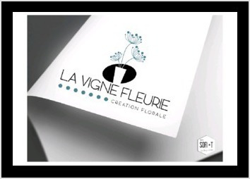 Creation du logo et des supports de communication (carte de visite, cartes cadeau, etiquettes de prix, cartes message ..) pour un fleuriste en Bourgogne