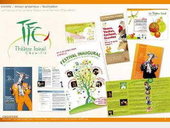 Création du logo et d'outils de communication variés pour le TFC (Chemillé / 49)
Annonce - presse / carte d'abonnement / couverture du livret (saison culturelle du théâtre)
