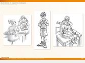 Illustrations de saynettes pour aider à la mémorisation de dialogues en anglais pour l'école de linguistique Potter Scool