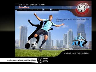 Conception graphique landing page d'une salle de foot soccer à Miami, USA