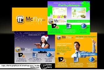 Logo, charte graphique, bannières et emailings pour le site McFlyy.com