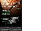 Affiche A3 pour tournoi de basket entre les jeunesses politiques.