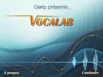 Menu de demarrage d un logiciel de reducation vocal destin au Orthophoniste