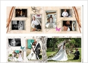 Création de la mise en page d'un album de photographie pour un mariage ambiance champêtre.
Mise en page d'un Album format A4 paysage de 30 pages contenant 80 photos.