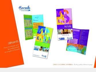 Réalisation de la charte graphique, des illustrations et de la mise en forme de flyers touristiques à destination des professionnels en congrès à Marseille.