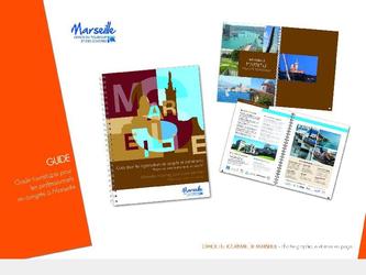 Réalisation de la charte graphique et de la mise en page d'un guide touristique pour les professionnels en congrès à Marseille.