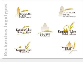 Recherches graphiques pour la conception du logo de l association de la commune libre de Provins.