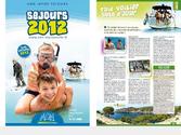 Brochure commerciale 64 pages pour la promotion de séjours de vacances pour les jeunes de 6 à 17 ans (couverture + page intérieure type).