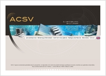 Site vitrine pour la société ACSV, agence commerciale spécialisée dans la prospection, la négociation et la vente de produits techniques spécifiques innovants, destinés aux applications industrielles.