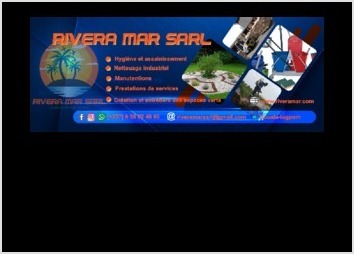 Cette oeuvre est la couverture de la page Facebook de l'entreprise RIVERA MAR Sarl. Elle présente les quatre images importante des réalisations de l'entreprise, la liste des services et les contacts de l'entreprise.