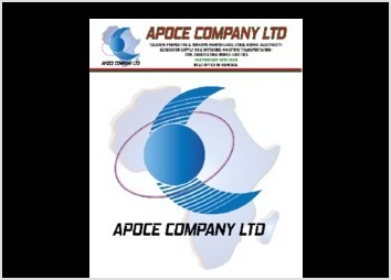 Cette oeuvre est le papier entête de la l'entreprise de BTP APOCE COMPANY. Elle présente le logo et le nom de l'entreprise à l'entête de la page, un logo plus grand et en filigrane au centre et les informations importantes de l'entreprise en pied de page.