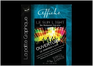 Création d'affiche et de flyers 
Pour ouverture de restaurant et boite de nuit
typo basée sur des références des années 80 " sun light " demande du clients
avec une ambiance de nuits festives. sur les années "disco"
