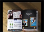 Insertion presse, preuve d'engagement de la marque Alfaliquid. Mise en valeur.
C?est en 2012 que je suis contacté par la société Gaïatrend, pour la création de l?identité de la marque Alfaliquid. Tout première marque de e-liquide pour cigarette électronique Française. Une belle et longue collaboration s?en suis pour la création de design de marques.