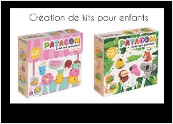 Création de deux kits de loisirs créatifs pour enfants. Recherche de la charte. La demande était un pack ciblé fille et l'autre mixte. Conception du mode d'emploi également.