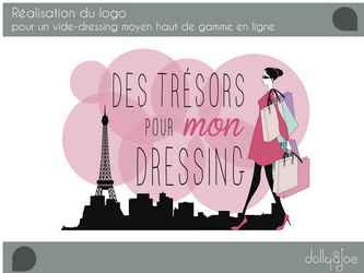 Création dun logo pour un vide dressing moyen/haut de gamme en ligne, Des trésors pour mon dressing.
Brief : femme + shopping + Paris + couleurs "girly"