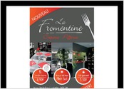 Flyer pour le lancement du restaurant, en parallèle sur les réseaux sociaux et à l'image son intérieur décoratif. 