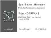 réalisation d'une carte de visite pour LR Spa - vente de spas, saunas et hammams.
Format 8.5x55 cm.
