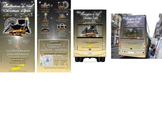 Création publicitaire réalisée pour bus flyer et plv
dans le cadre des illuminations de Noël en 2011.