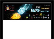 Banderole de 3 m x 1 m pour une compétition de surf des sapeurs pompiers départementaux qui s'est déroulée les 16 et 17 septembre 2016 à Lacanau Océan