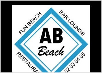 logo réalisé pour un bar de plage les couleurs bleu et blanc correspondent aux couleurs de la ville