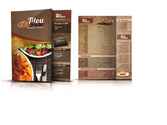 Création d'un depliant menu. Ce dépliant est destiné à la promotion de la vente en livraison de pizzas, sandwichs...