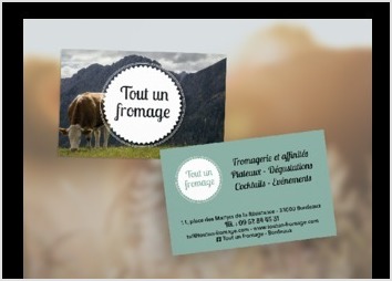 Carte de visite recto/verso pour une fromagerie (TOUT UN FROMAGE) située à Bordeaux.
