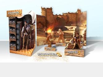 Standee de prsentation et mise en scne d ambiance pour le jeu video "Uncharted 3".