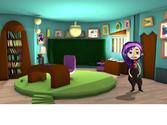 incrustation de personnage 2D dans un décor 3D pour un programme télévisé pour enfants. 