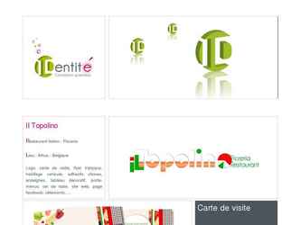 Il Topolino

Restaurant italien - Pizzeria

Lieu : Athus - Belgique

Logo, carte de visite, flyer triptyque, habillage vehicule, adhesifs vitrines, enseignes, tableau decoratif, porte- menus, set de table, site web, page facebook, vêtements, ...