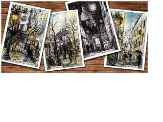 Serie de cartes postales représentant Montmartre