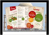 Création de flyers et menus pour le restaurant 'Taj Mahal' - Londres