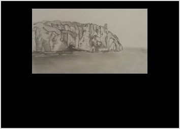 Dessin au crayon graphite - Les falaises d'Etretat 