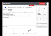 Pour l'entreprise Géométra
Mise à disposition d'une bibliothèque de mobilier de laboratoire en 3D sous Sketchup afin que les clients (enseignants, chercheurs, architectes...) puissent dessiner eux-même leur aménagement de salle avant de prendre contact avec le service commercial
- lecture des plans d'origine (AutoCad et Inventor)
- modélisation sous Sketchup (simplifiée pour des soucis de confidentialité)
- mise en ligne
