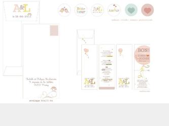 EDITION 2011Création d enveloppe personnalisée pour faire part de mariage, d "aimants-cadeaux" destinés aux invités.