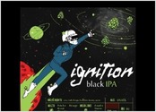 Illustration pour une étiquette de bière Ignition, black IPA. Réalisé à partir d'un dessin à la main au feutre fin.